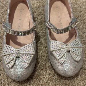 Kelly & Katie Glittery Silver Kids Dress Shoes